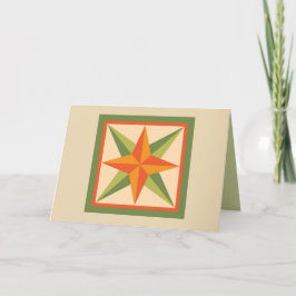 Quilt Note Kaart - Beveled Star (sinaasappel/groen