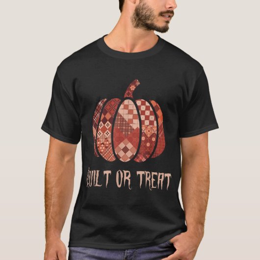 Quilt of Treat Patchwork Pumpkin T-shirt (Voorkant)