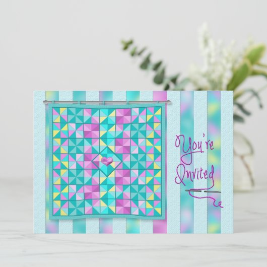 QUILT-PARTIJ/LUNCHEON-INVITATIE - QUILT KAART (Staand voorkant)