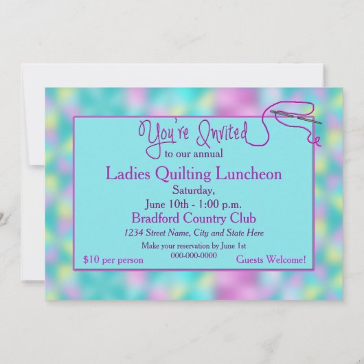 QUILT-PARTIJ/LUNCHEON-INVITATIE - QUILT KAART (Achterkant)
