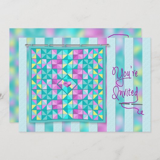 QUILT-PARTIJ/LUNCHEON-INVITATIE - QUILT KAART (Voorkant / Achterkant)