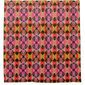 Quilt Patch Black Pink Retro Boho Douchegordijn (Voorkant)