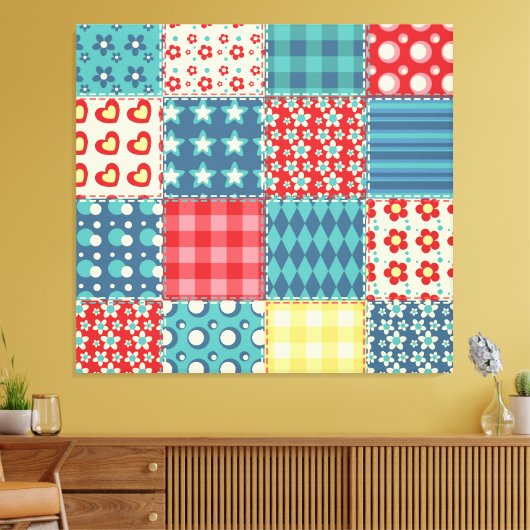  quilt: patchwork achtergrondpatroon. canvas afdruk (Insitu (Woonkamer))