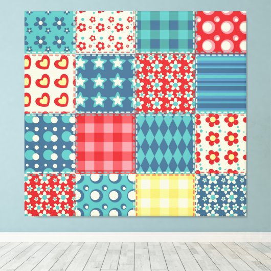 quilt: patchwork achtergrondpatroon. canvas afdruk (Insitu (Houten vloer))