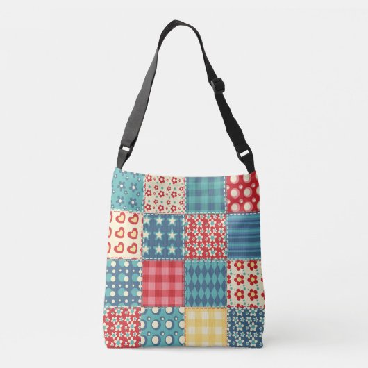 quilt: patchwork achtergrondpatroon. crossbody tas (Achterkant)