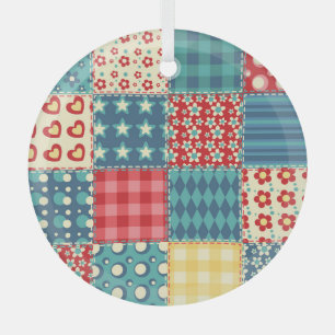  quilt: patchwork achtergrondpatroon. glas ornament