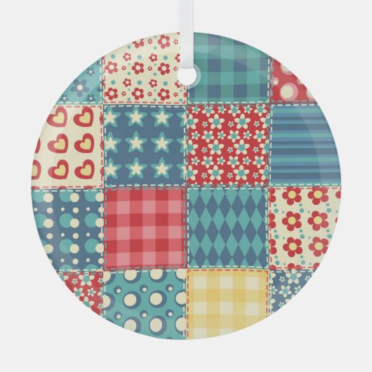  quilt: patchwork achtergrondpatroon. glas ornament (Voorkant)