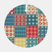  quilt: patchwork achtergrondpatroon. glas ornament (Achterkant)