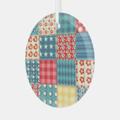  quilt: patchwork achtergrondpatroon. glas ornament (Voorkant links)