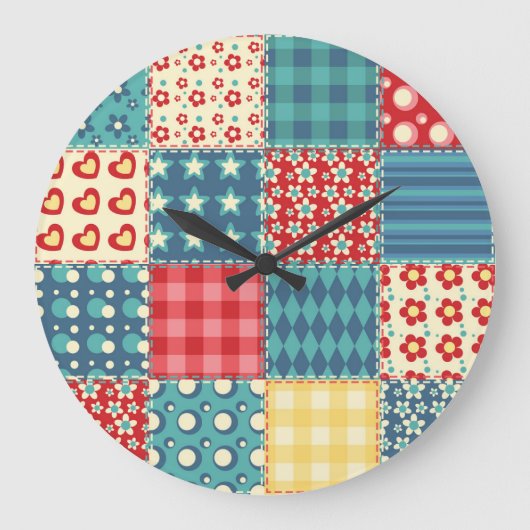  quilt: patchwork achtergrondpatroon. grote klok (Voorkant)