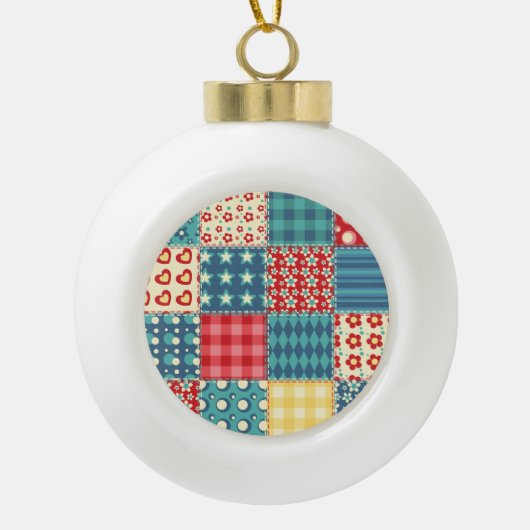  quilt: patchwork achtergrondpatroon. keramische bal ornament (Voorkant)