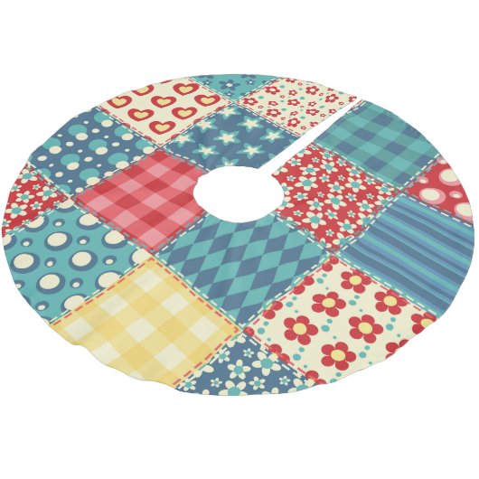  quilt: patchwork achtergrondpatroon. kerstboom rok (Gekanteld)