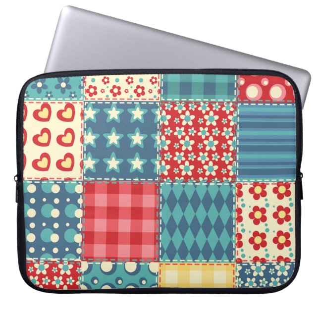  quilt: patchwork achtergrondpatroon. laptop sleeve (Voorkant)