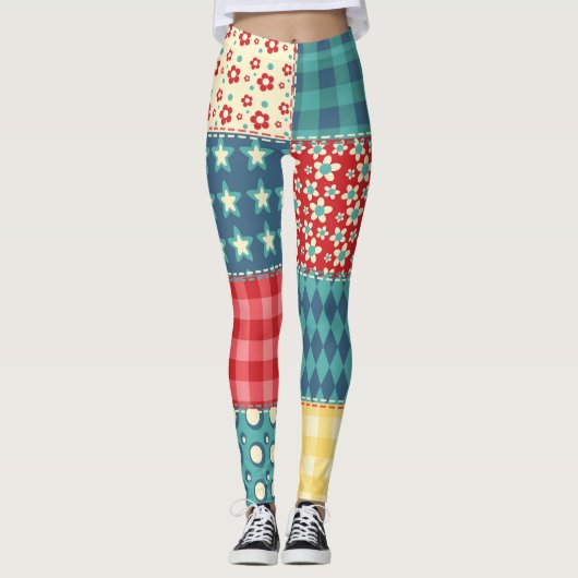  quilt: patchwork achtergrondpatroon. leggings (Voorkant)