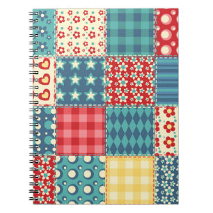  quilt: patchwork achtergrondpatroon. notitieboek
