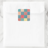  quilt: patchwork achtergrondpatroon. vierkante sticker (Tas)