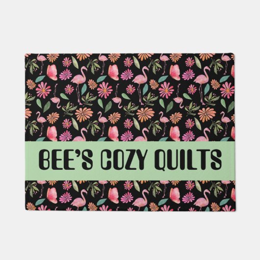 Quilt Patchwork Black Store Name doormat Deurmat (Voorkant)