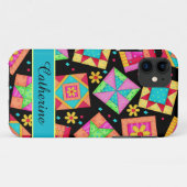 Quilt Patchwork Block Art op Black Custom Name Case-Mate iPhone Case (Achterkant (horizontaal))