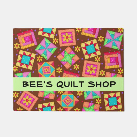 Quilt Patchwork Blokken Naam bruine winkel Deurmat (Voorkant)