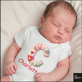 Quilt Patchwork Initiaal Letter C Babykamer Romper