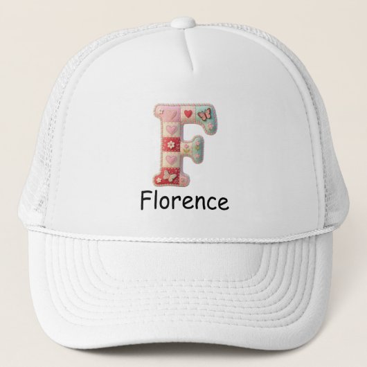 Quilt Patchwork Initiaal Letter F Babykamer Trucker Pet (Voorkant)