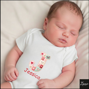 Quilt Patchwork Initiaal Letter J Babykamer Romper