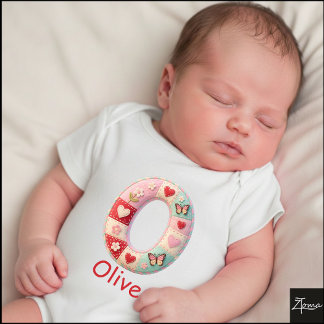 Quilt Patchwork Initiaal Letter O Babykamer Romper