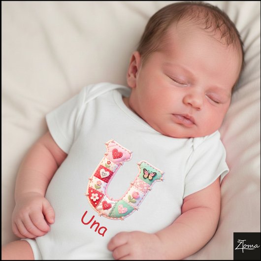 Quilt Patchwork Initiaal Letter U Babykamer Romper
