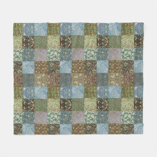 Quilt Patchwork William Morris Pattern Fle Fleece Deken (Voorkant (Horizontaal))