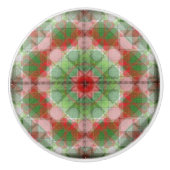 Quilt patroon keramische knop rood wit (Voorkant)