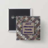 Quilt Patroon voor gezinshereniging Vierkante Button 5,1 Cm (Voorkant /achterkant)