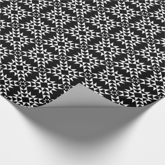 Quilt Pattern 01 - White on Black Cadeaupapier (Hoek)