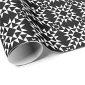Quilt Pattern 01 - White on Black Cadeaupapier (Rol Hoek)
