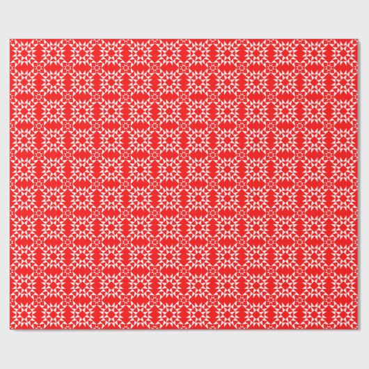 Quilt Pattern 01 - White on Red Cadeaupapier (Vlak)