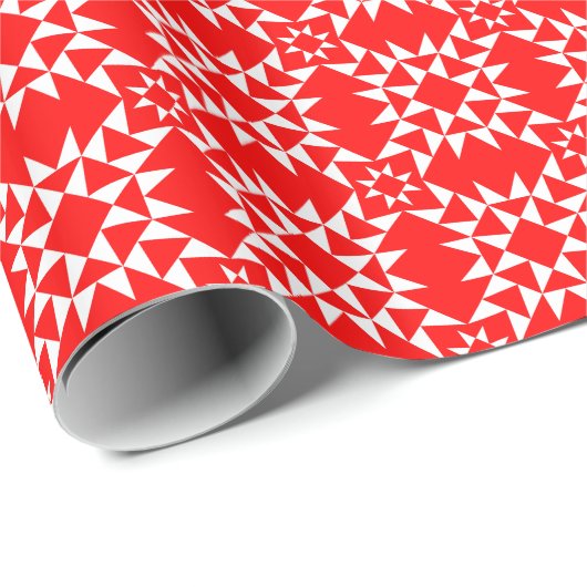 Quilt Pattern 01 - White on Red Cadeaupapier (Rol Hoek)
