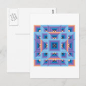 Quilt Pattern 3 in Blue en Paars Briefkaart (Voorkant / Achterkant)