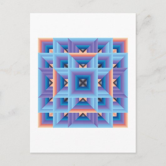 Quilt Pattern 3 in Blue en Paars Briefkaart (Voorkant)