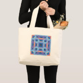 Quilt Pattern 3 in Blue en Paars Grote Tote Bag (Voorkant (product))
