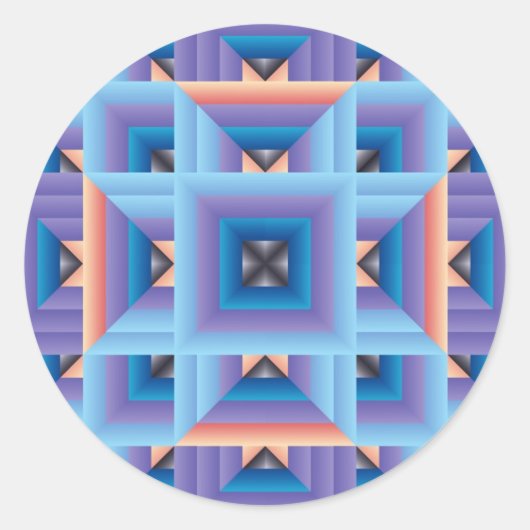 Quilt Pattern 3 in Blue en Paars Ronde Sticker (Voorkant)