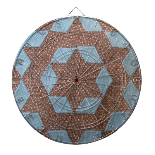 Quilt Pattern - Castle in Brown and Blue Dartbord (Voorkant)