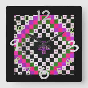 Quilt Pattern Design Clock voor Art/Craft Room Vierkante Klok
