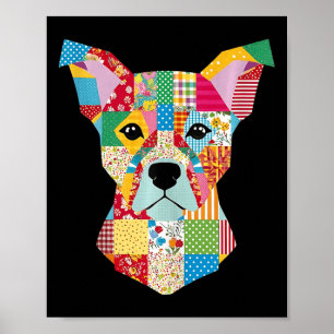 Quilt Pattern Dog voor Quilting Lover Quilter Sewi Poster