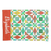 Quilt Pattern Personalized Pillow Hoesje Kussensloop (Voorkant)