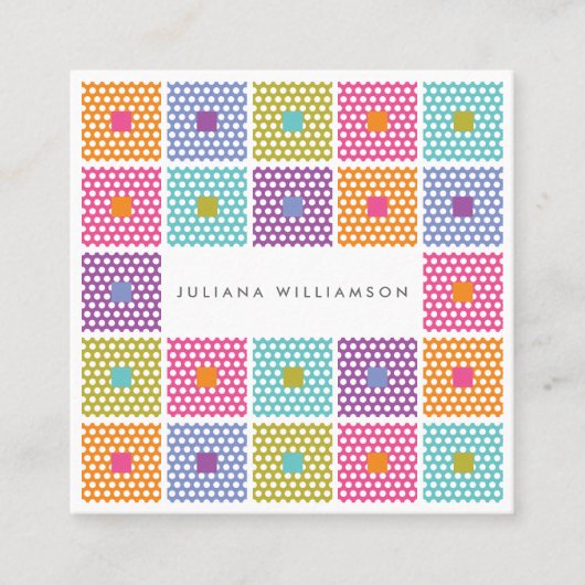 Quilt Pattern Polka Dot Fabric Vierkante Visitekaartje (Voorkant)