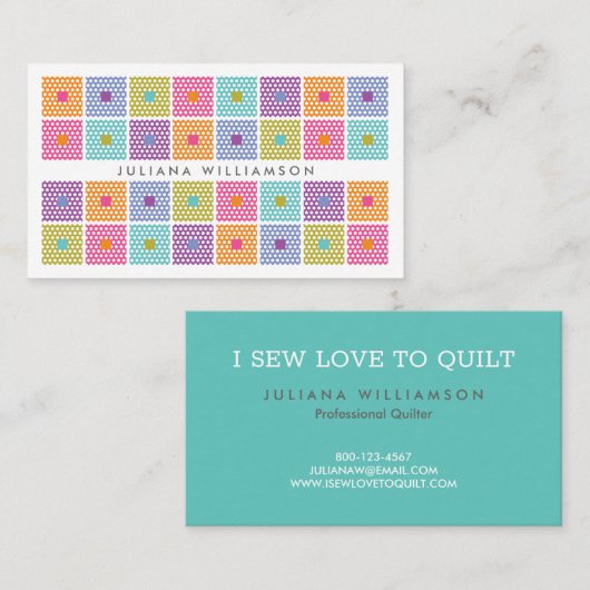 Quilt Pattern Polka Dot Fabric Visitekaartje (Voorkant / Achterkant)