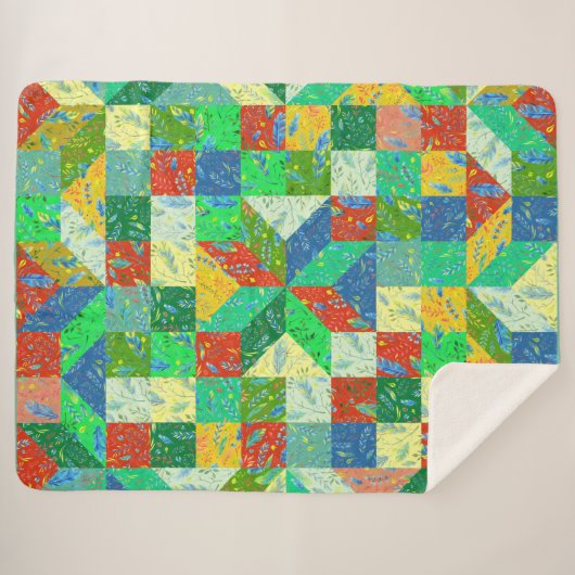 Quilt Pattern Sherpa Blanket Sherpa Deken (Voorkant (horizontaal))