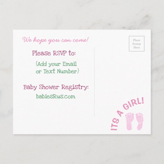  Quilt Roze Meisje Baby shower Uitnodiging (Achterkant)