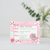 Quilt Roze Meisje Baby shower Uitnodiging Briefkaart (Staand voorkant)