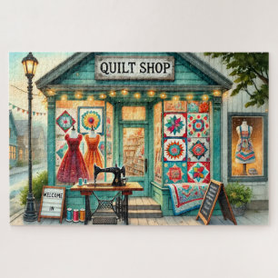 Quilt Shop Cottage Naai Charmoante Vintage Scene Legpuzzel