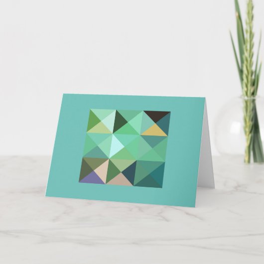 Quilt Square Aqua Blauwgroen Tones Let op Kaart (Voorkant)